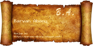 Barvan Abony névjegykártya